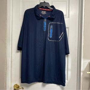 Polaris 1/4 Zip Polo Shirt 3xl Blue Short Sleeve Pullover Moisture Wick